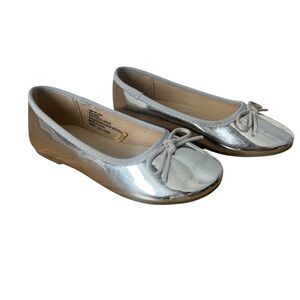Thereabouts Ballet Flats Silver Bow Memory Foam Shoes Size 11
